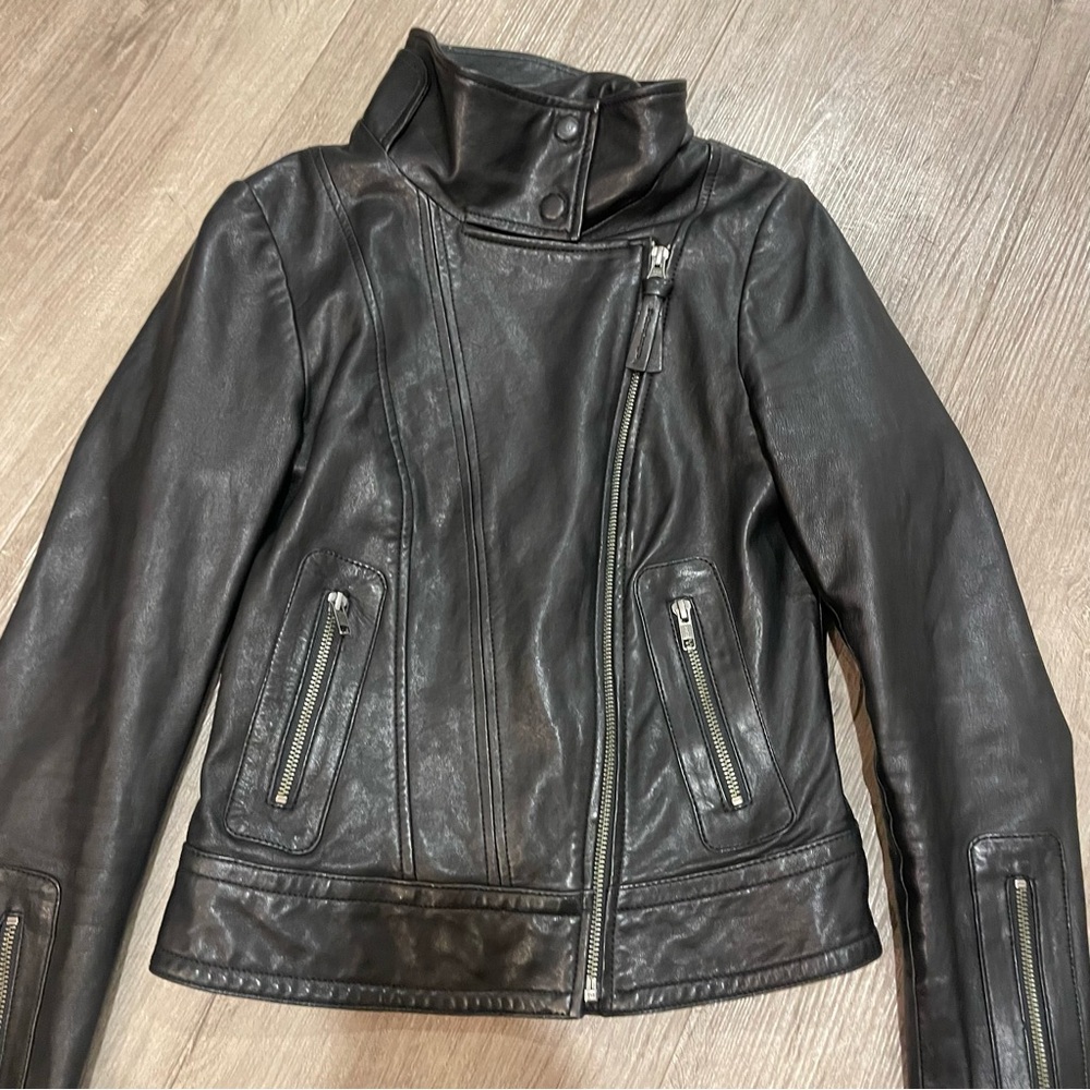 Mackage Kenya, black Leather Biker moto Jacket - Picture 5 of 13